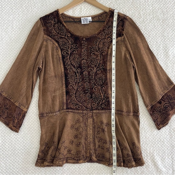Parsley Sage Top S Boho Peasant Velvet Burnout Whimsy Grunge Fairy Renaissance - Picture 14 of 16